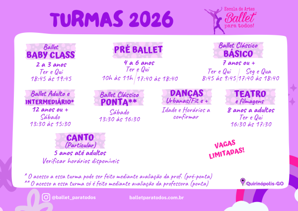 Horários turmas 2025