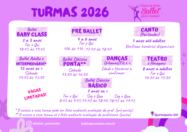 Horários turmas 2025