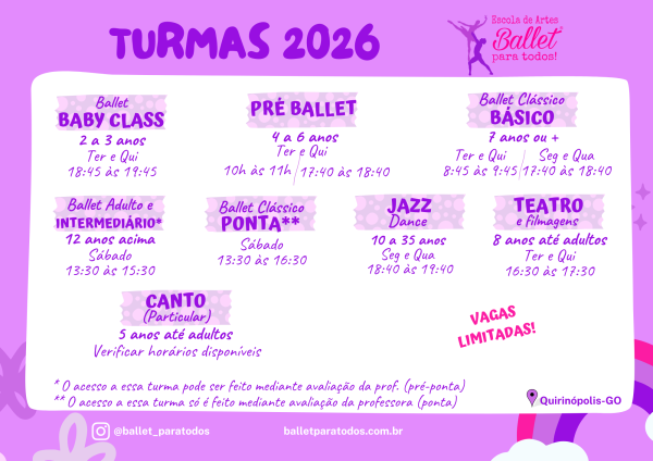 Horários turmas 2026 B